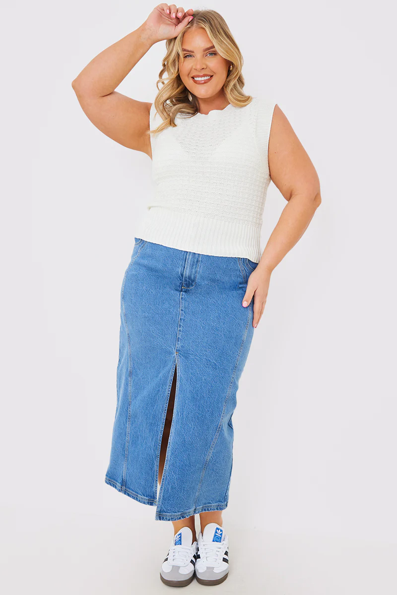 Denim Split Midaxi Skirt - Image 5