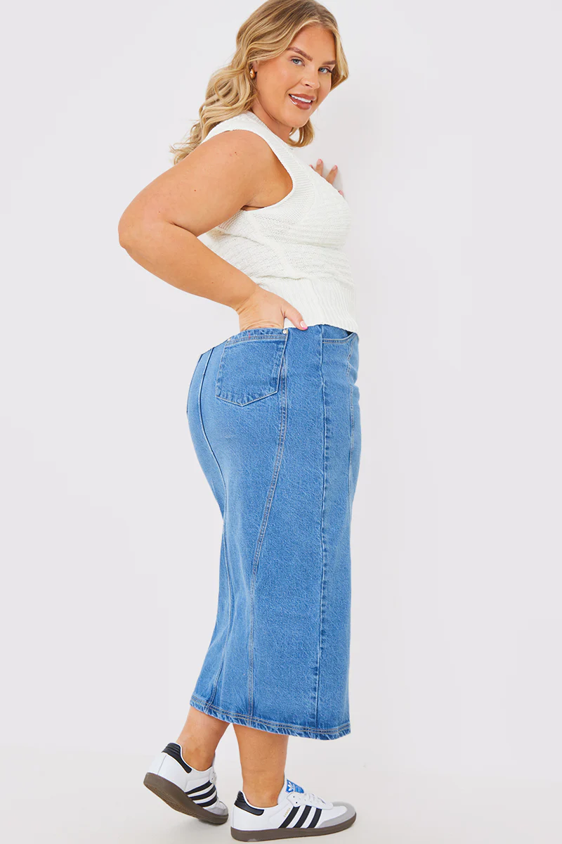 Denim Split Midaxi Skirt - Image 6