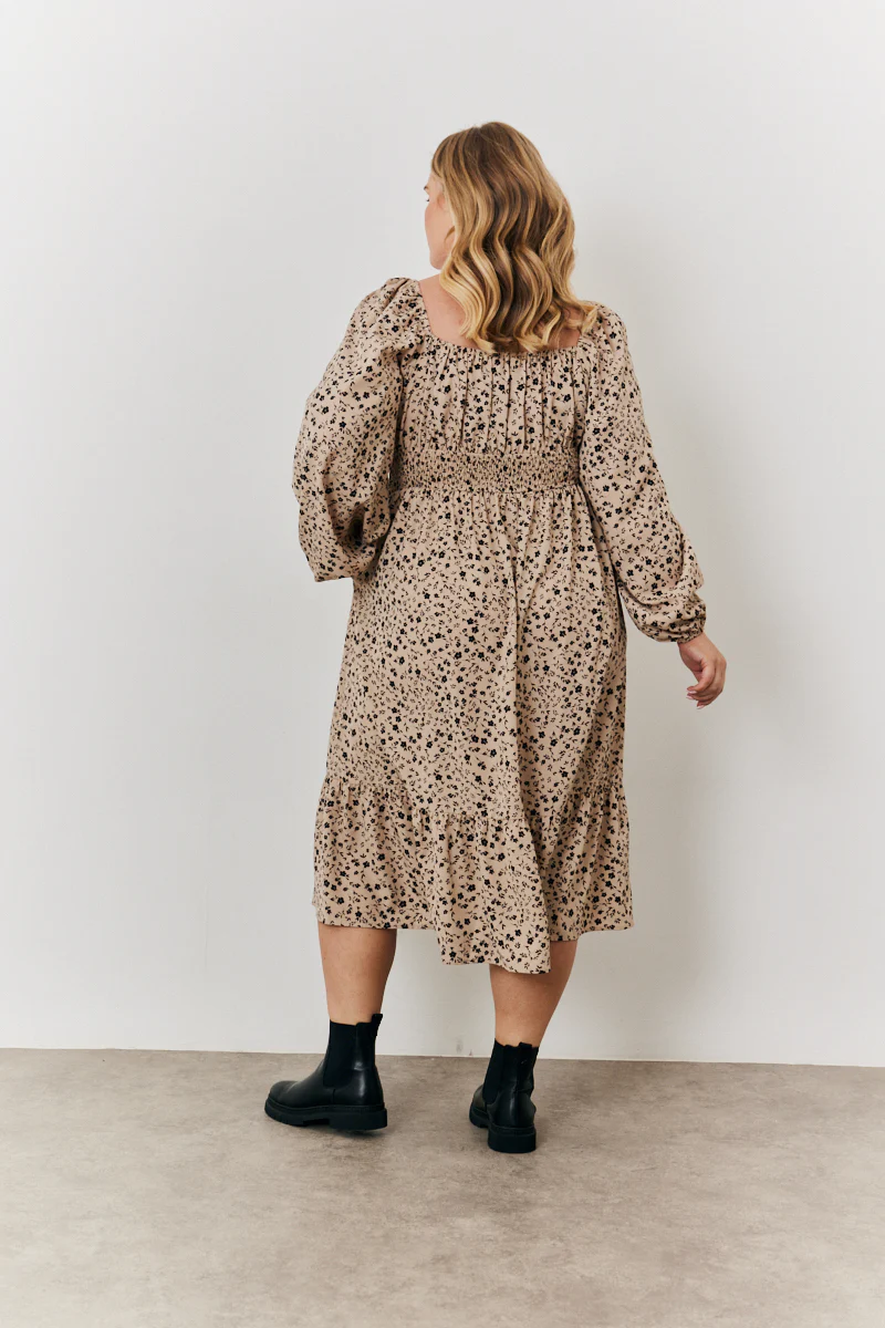 Floral Printed Tiered Midi Dress with Ruched Bust and Tie Front Detail - Image 8