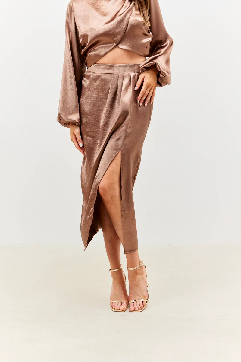 Satin Drape Co-Ord Midi Skirt - Image 4
