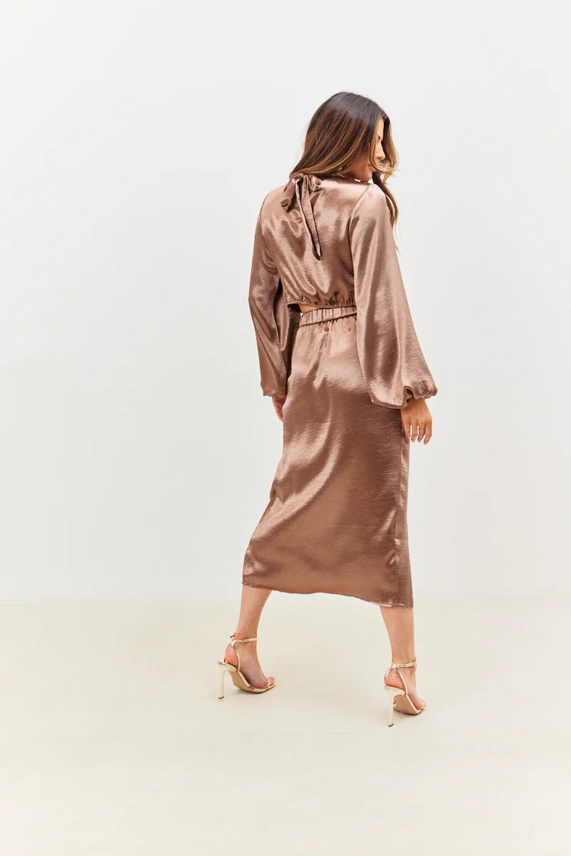 Satin Drape Co-Ord Midi Skirt - Image 5
