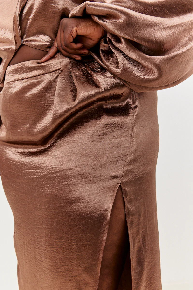 Satin Drape Co-Ord Midi Skirt - Image 9