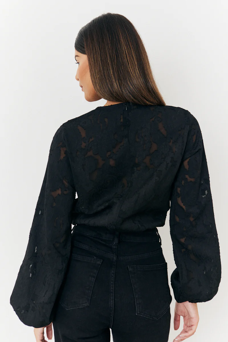 Jacquard Balloon Sleeve Bodysuit - Image 3