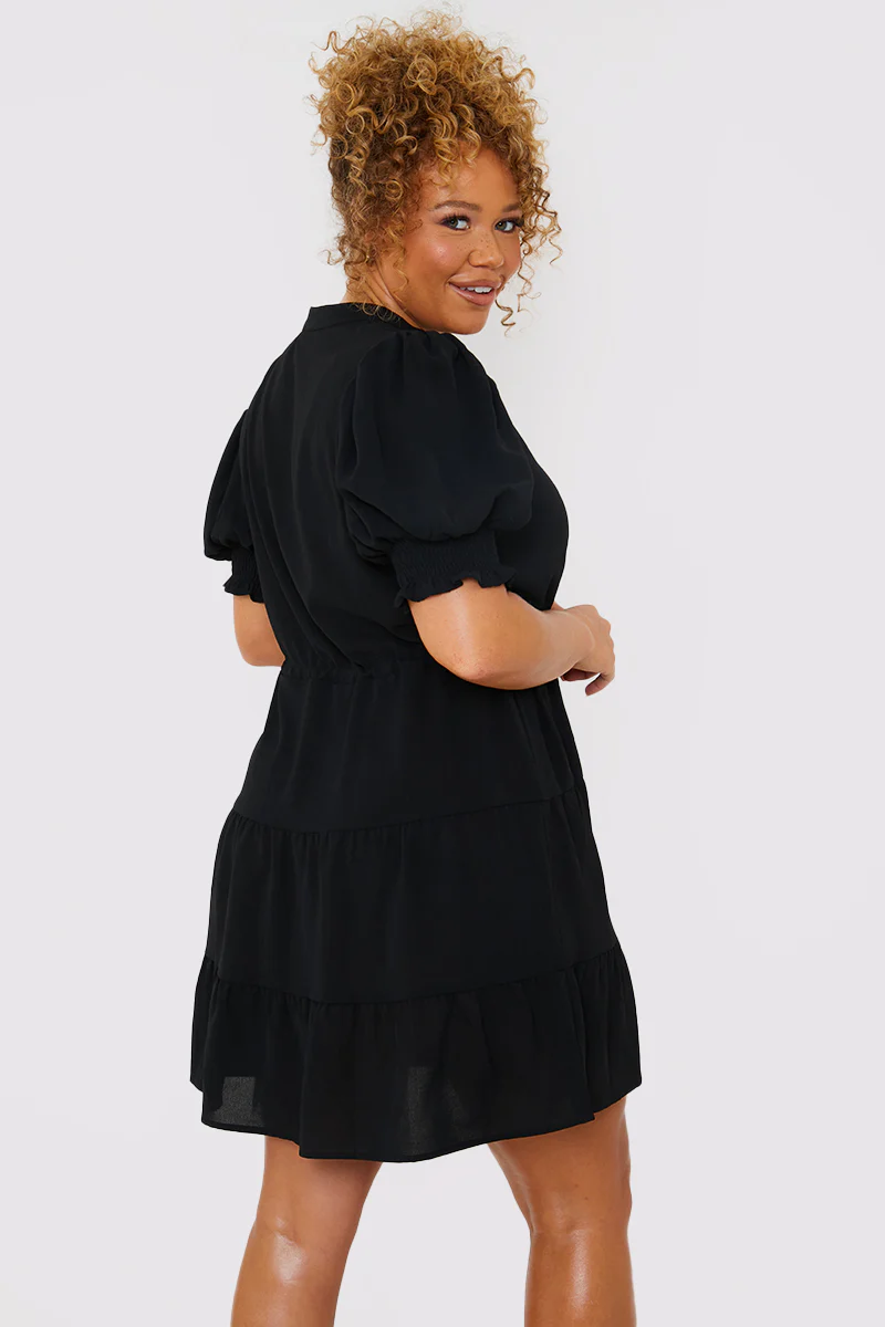 Drawstring Waist Balloon Sleeve Mini Dress - Image 10
