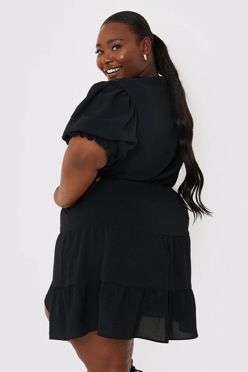 Drawstring Waist Balloon Sleeve Mini Dress - Image 11