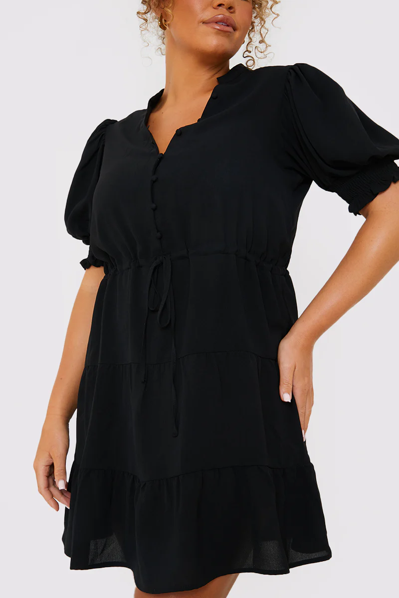 Drawstring Waist Balloon Sleeve Mini Dress - Image 9