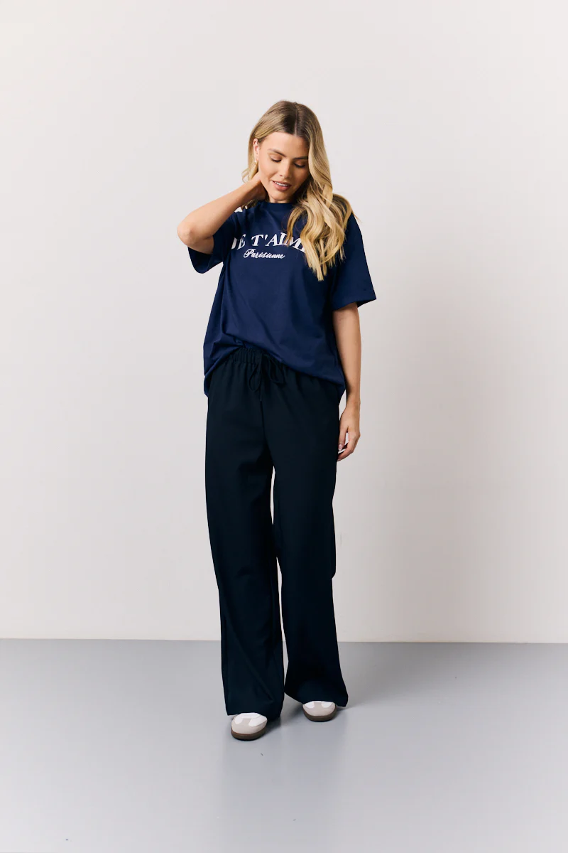 Navy Elasticated Waist Tailored Trouser
