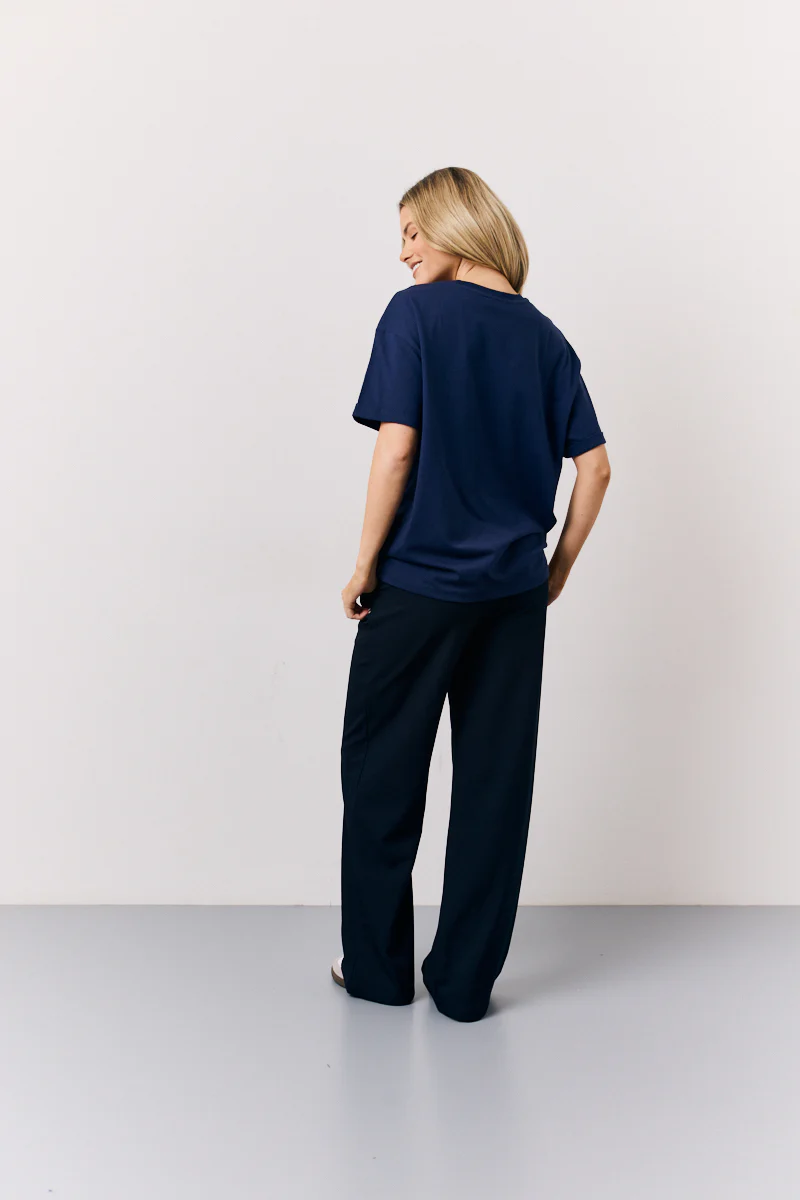 Navy Elasticated Waist Tailored Trouser - Image 3