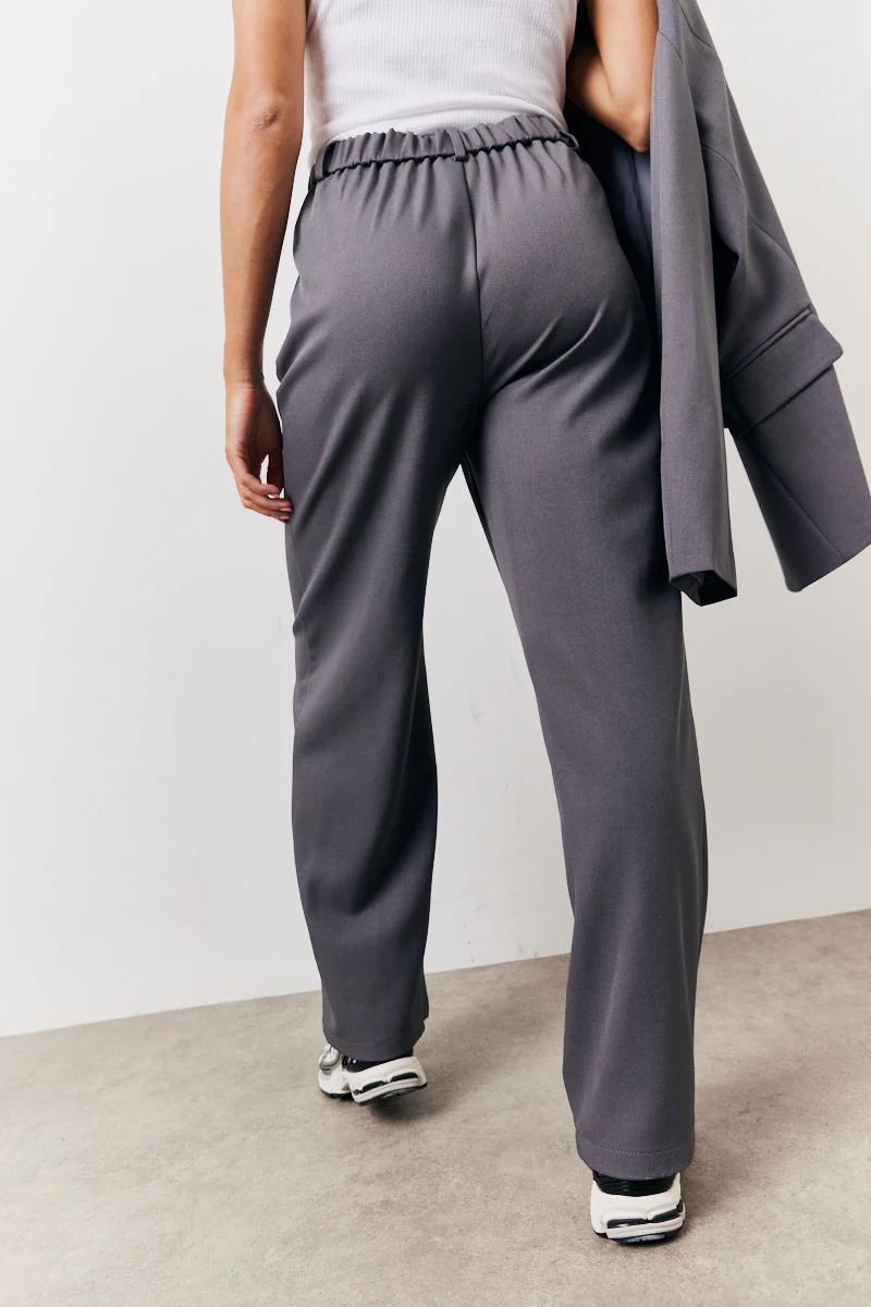 Charcoal Elastic Waist Back Trouser - Image 3