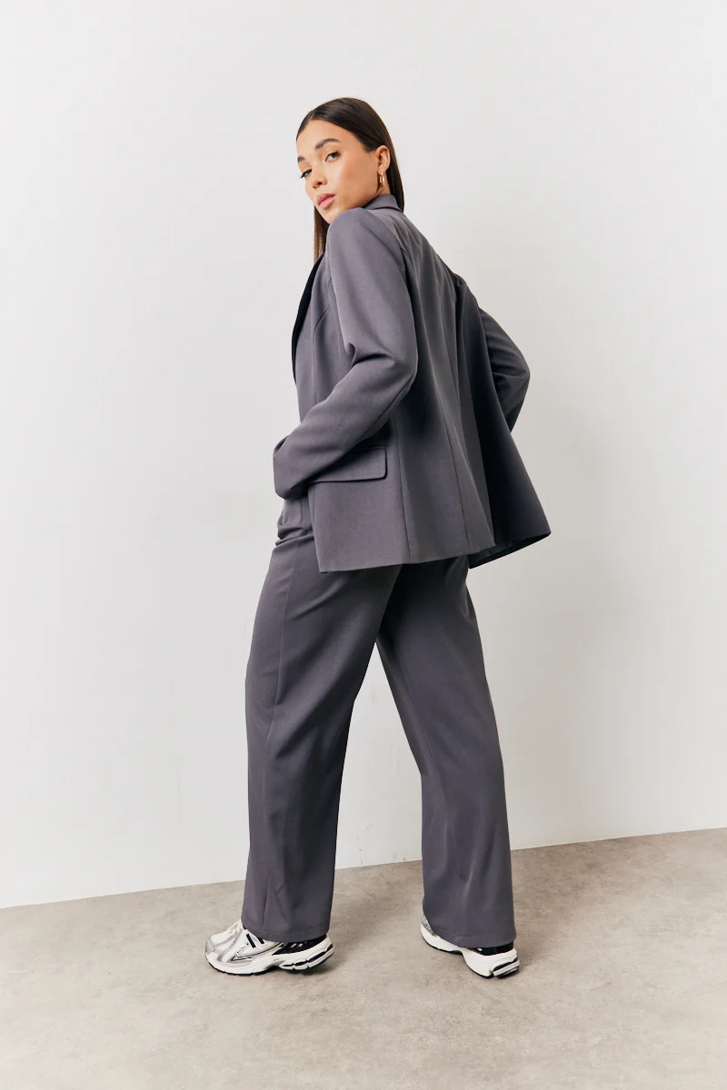 Charcoal Elastic Waist Back Trouser - Image 4