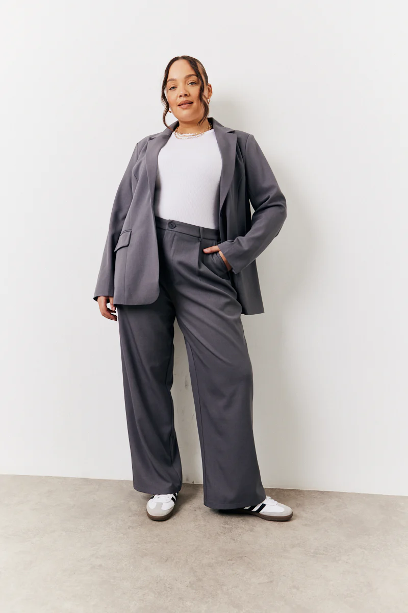 Charcoal Elastic Waist Back Trouser - Image 5