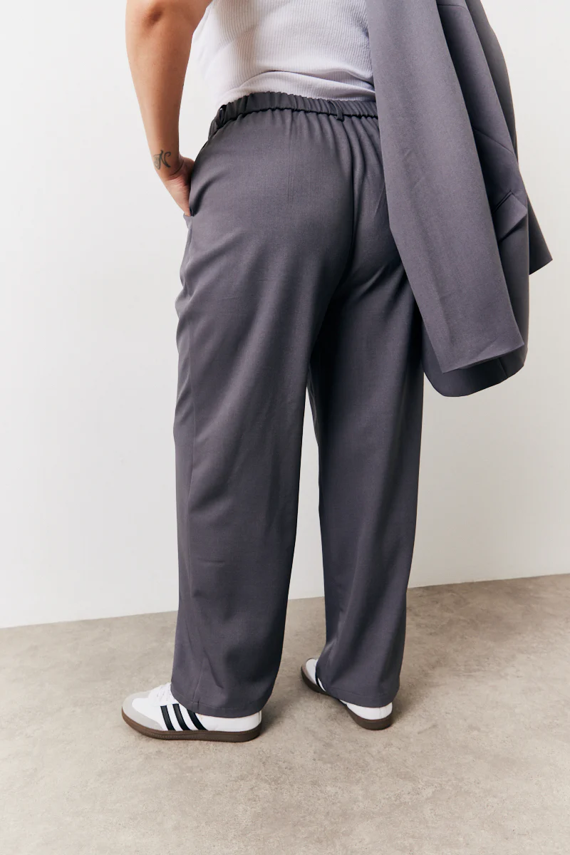 Charcoal Elastic Waist Back Trouser - Image 8