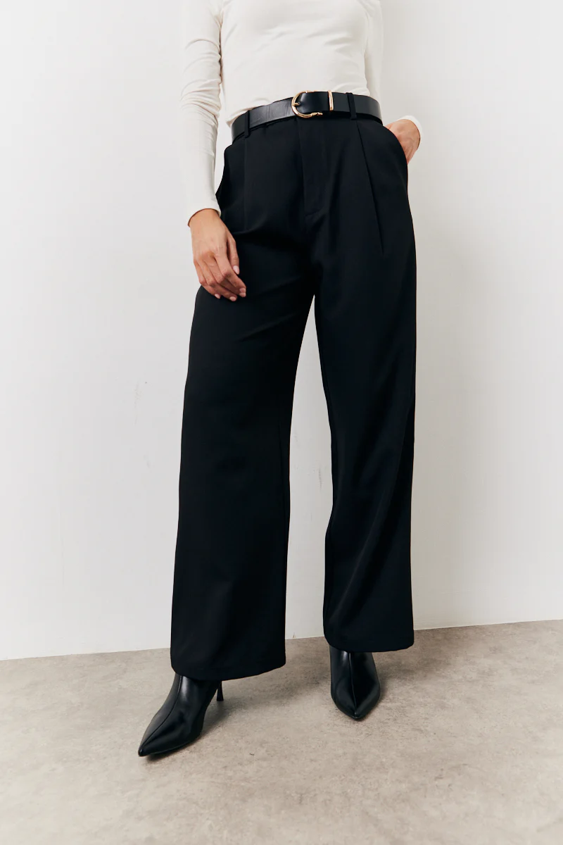Black Elasticated Waist Wide Leg Trouser - Image 2