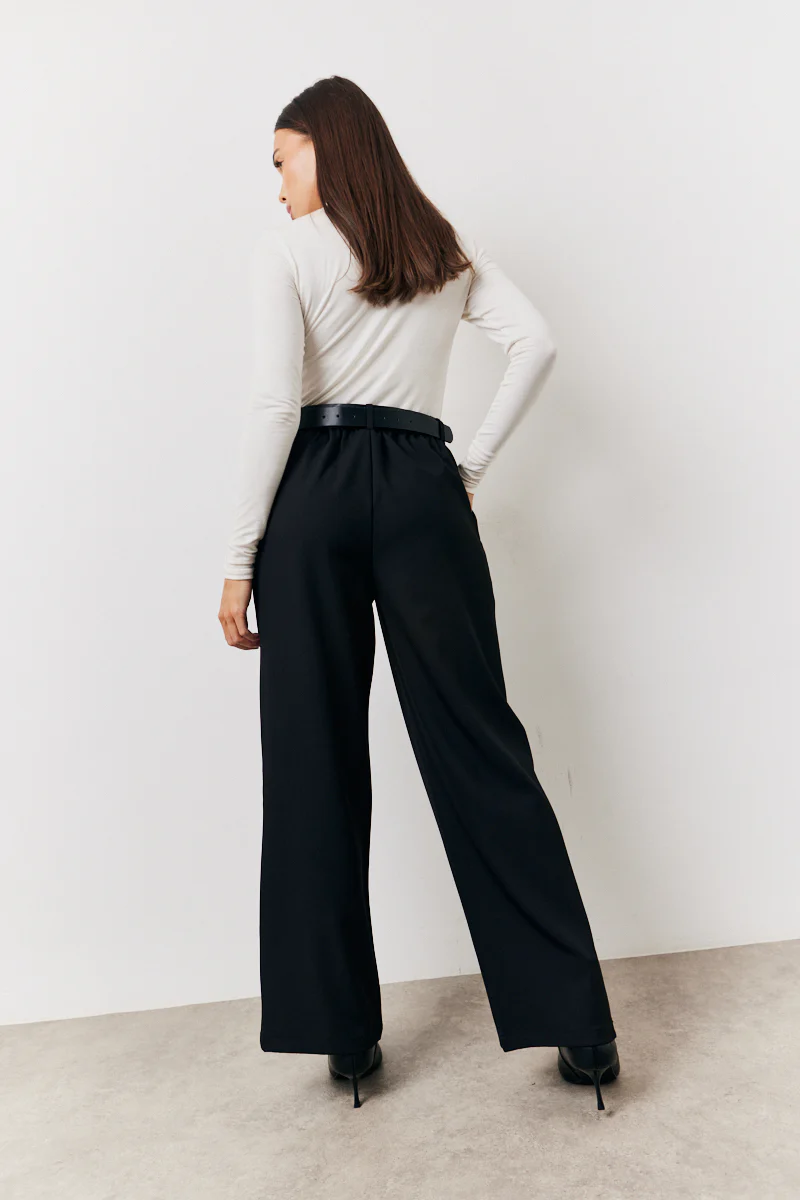 Black Elasticated Waist Wide Leg Trouser - Image 3