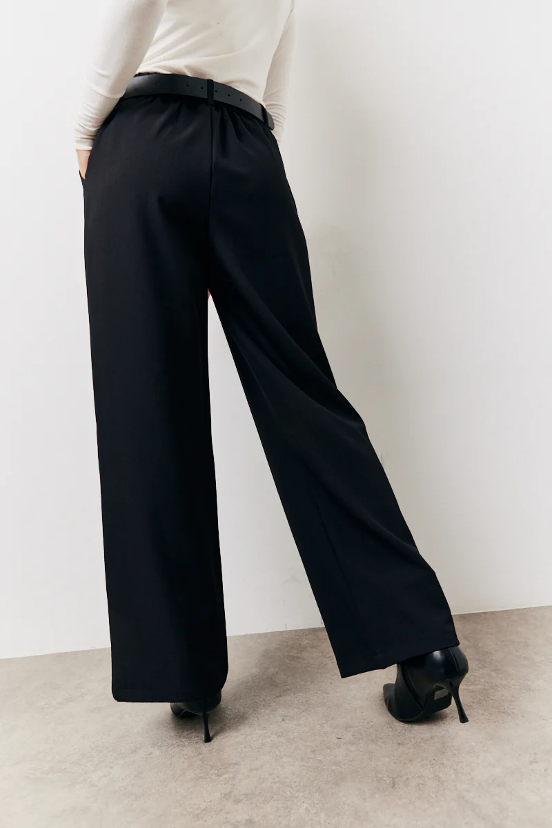 Black Elasticated Waist Wide Leg Trouser - Image 4
