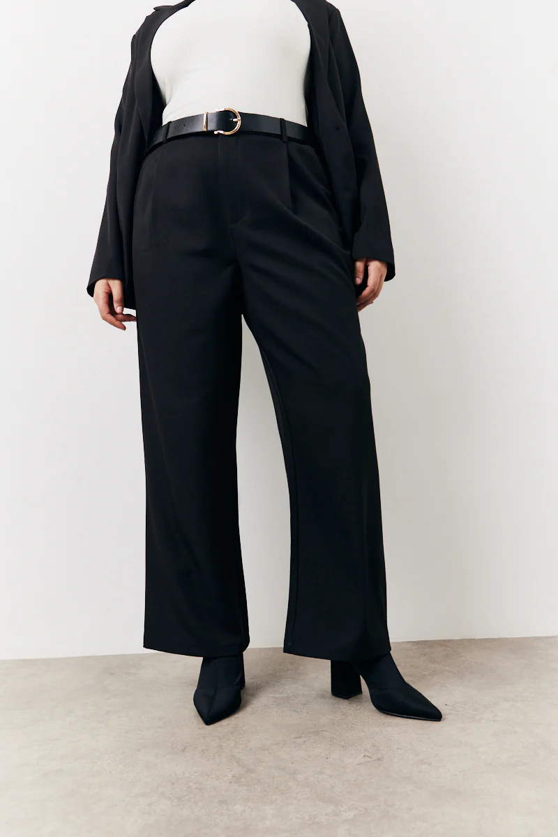 Black Elasticated Waist Wide Leg Trouser - Image 6
