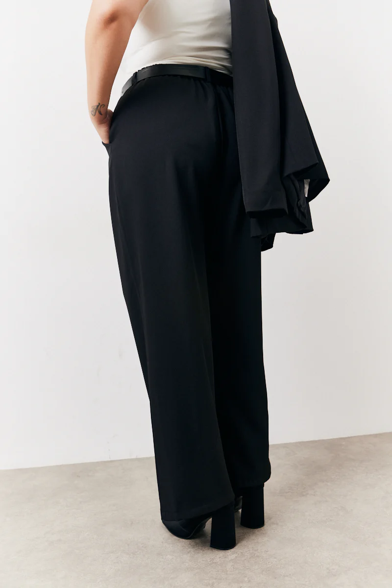 Black Elasticated Waist Wide Leg Trouser - Image 8