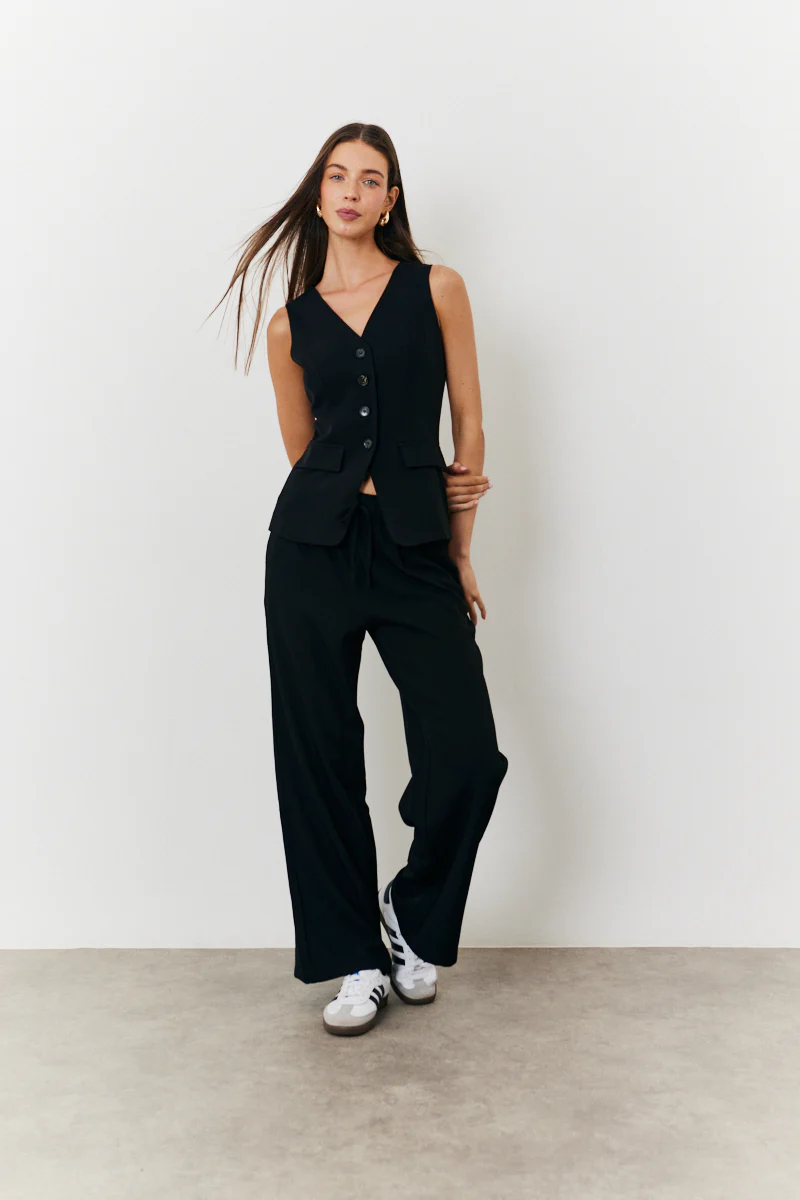 Elasticated Mid Rise Wide Leg Trouser - Image 5