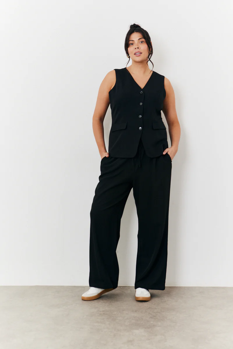 Elasticated Mid Rise Wide Leg Trouser - Image 9