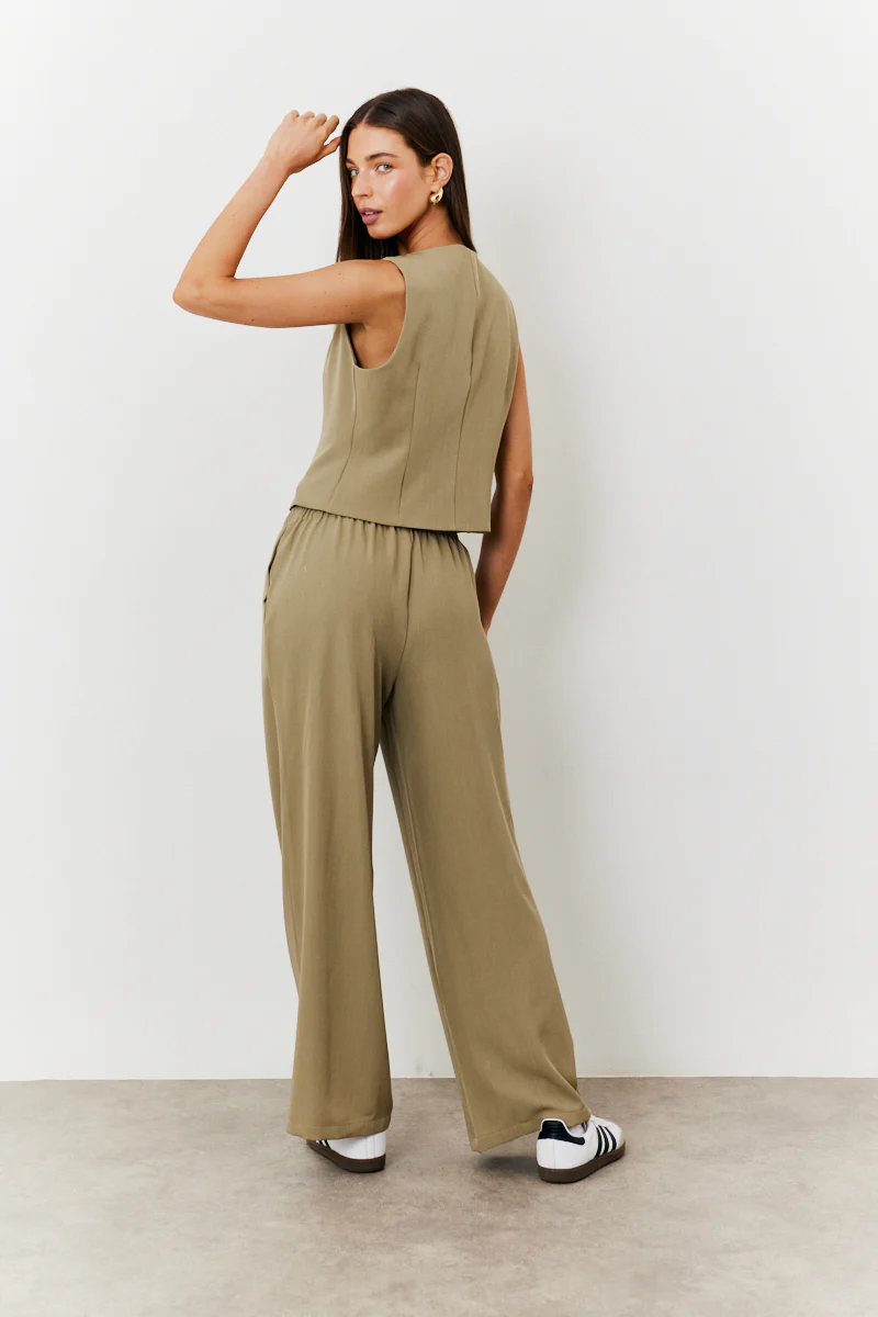 Elasticated Mid Rise Wide Leg Trouser - Image 12