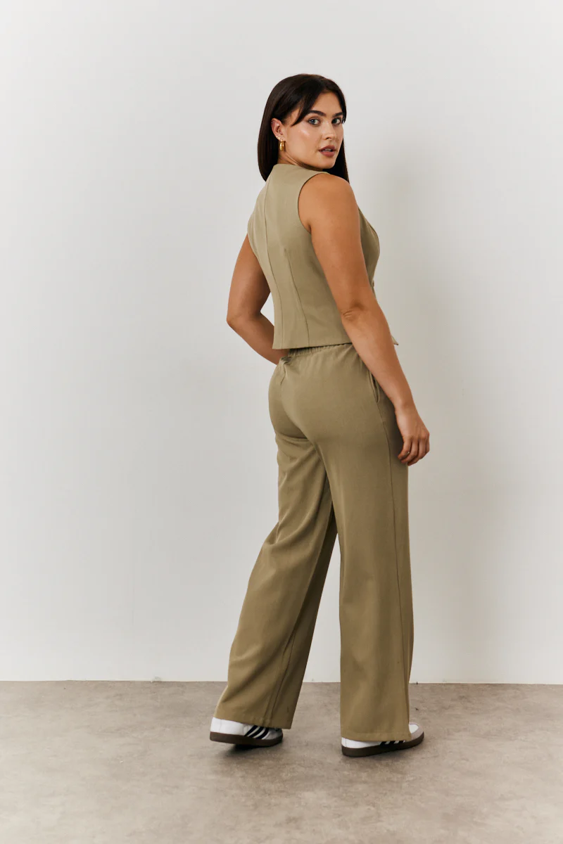 Elasticated Mid Rise Wide Leg Trouser - Image 2