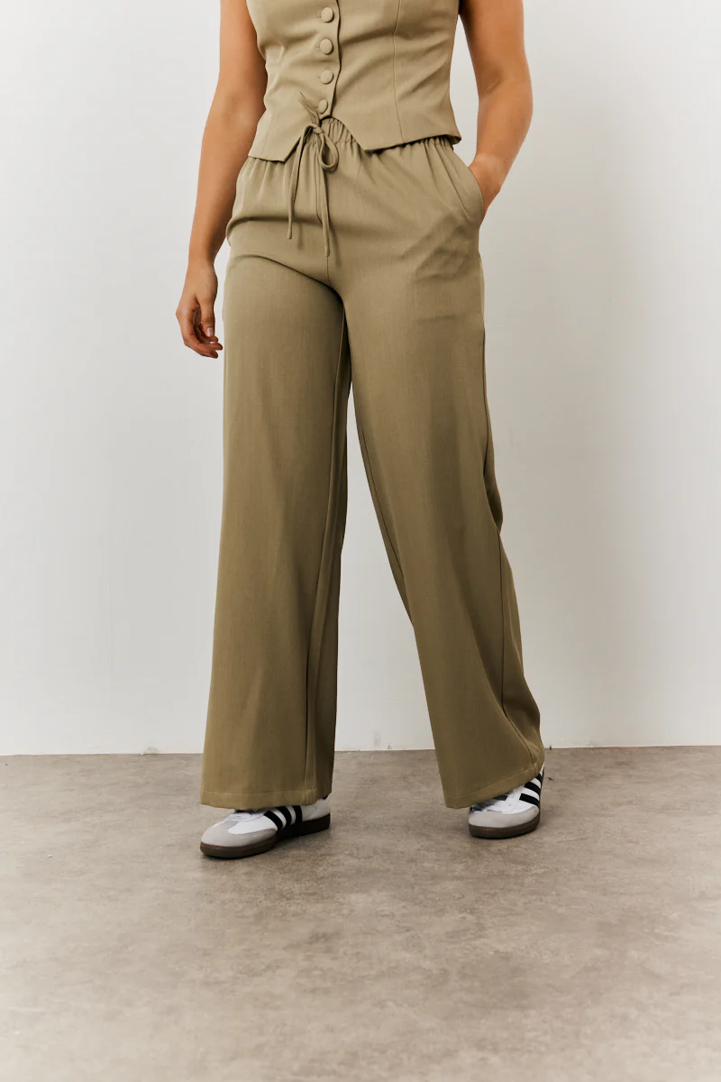 Elasticated Mid Rise Wide Leg Trouser - Image 3