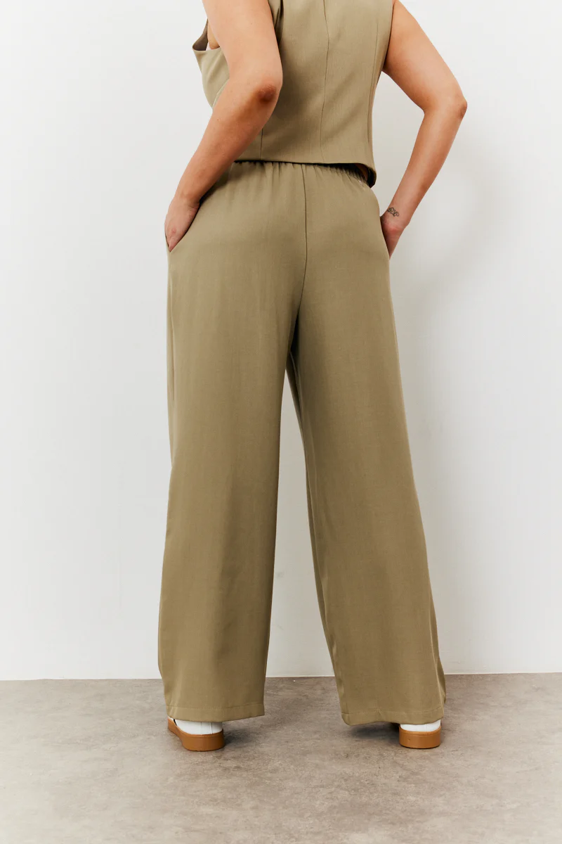 Elasticated Mid Rise Wide Leg Trouser - Image 7