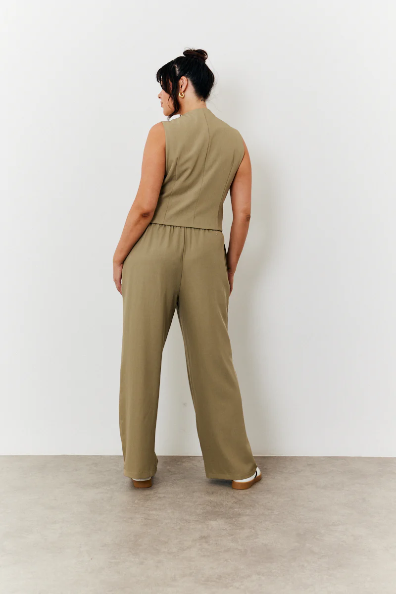 Elasticated Mid Rise Wide Leg Trouser - Image 8