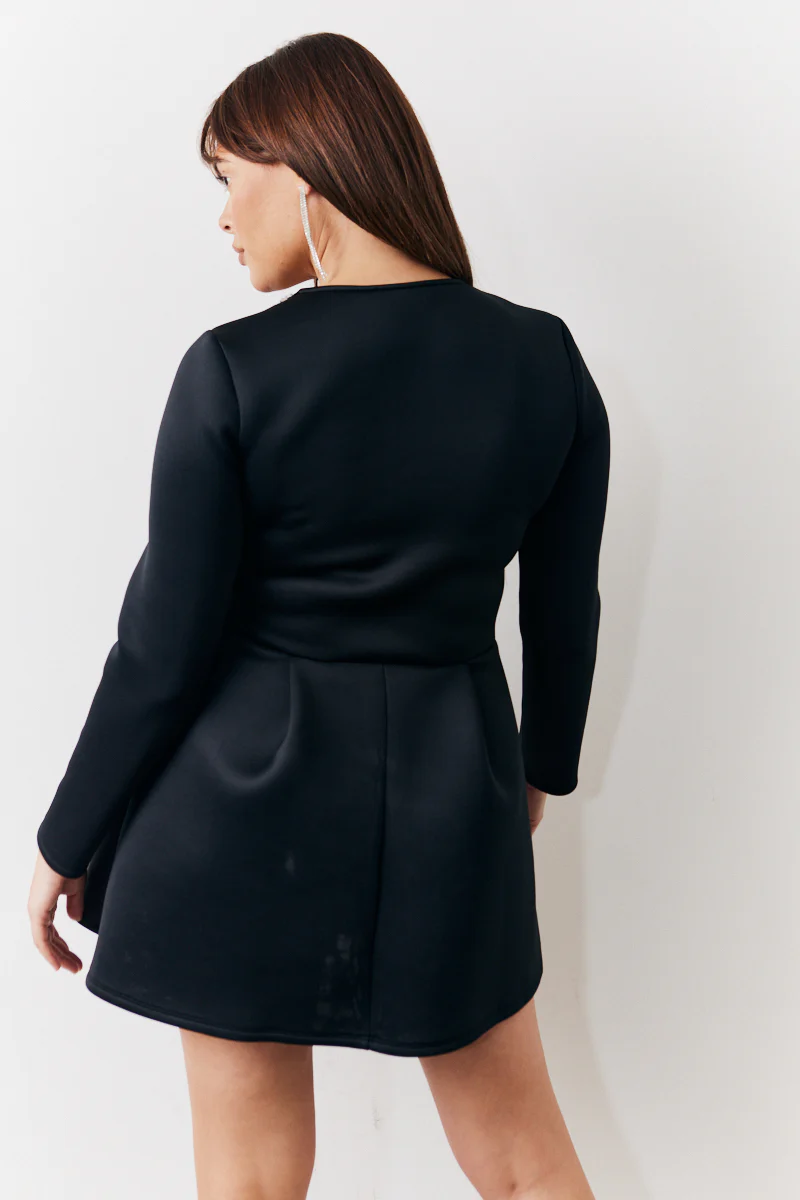 Black Embellished Neckline Black Mini Dress - Image 7