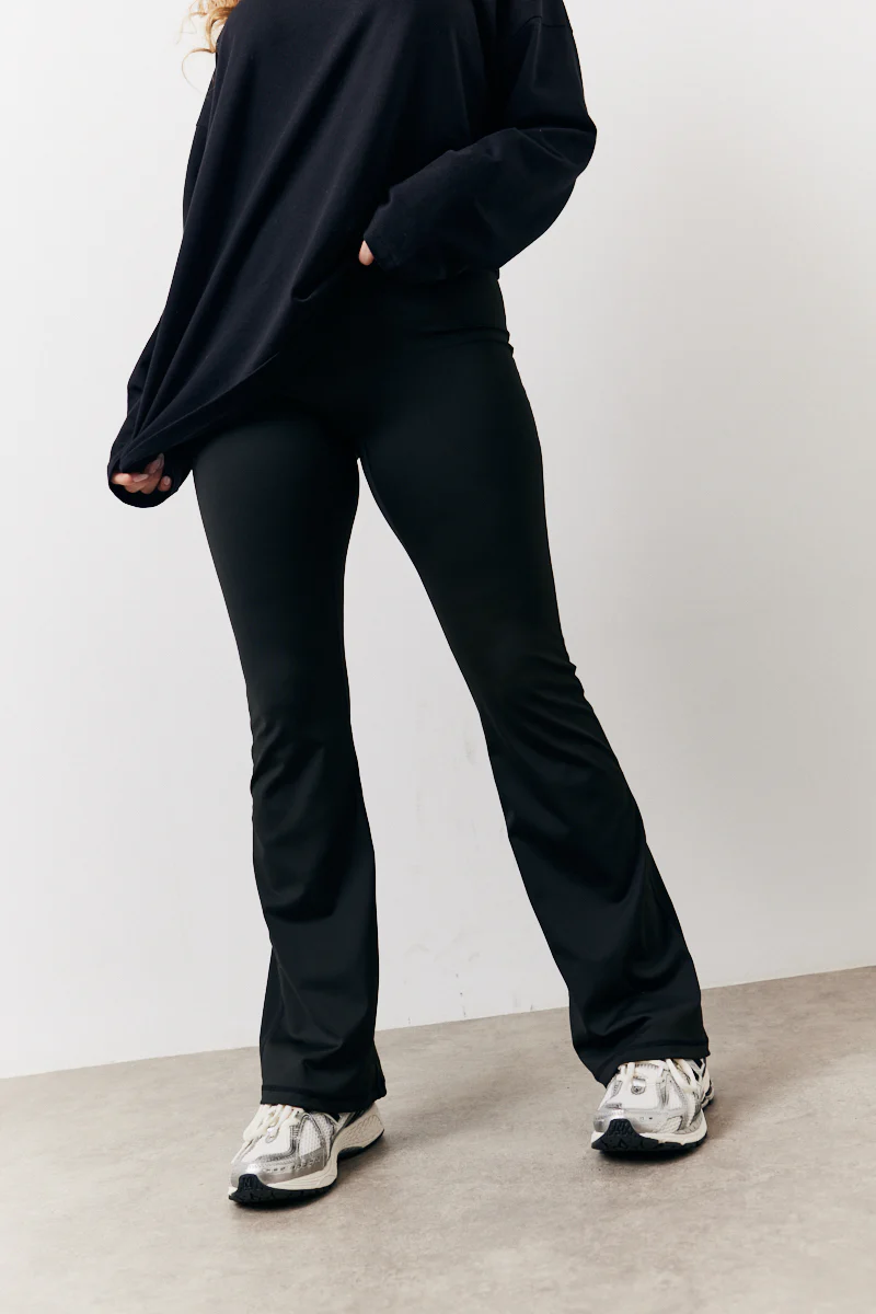 Black Flare Leg High Waisted Co-Ord Yoga Trousers - Image 2