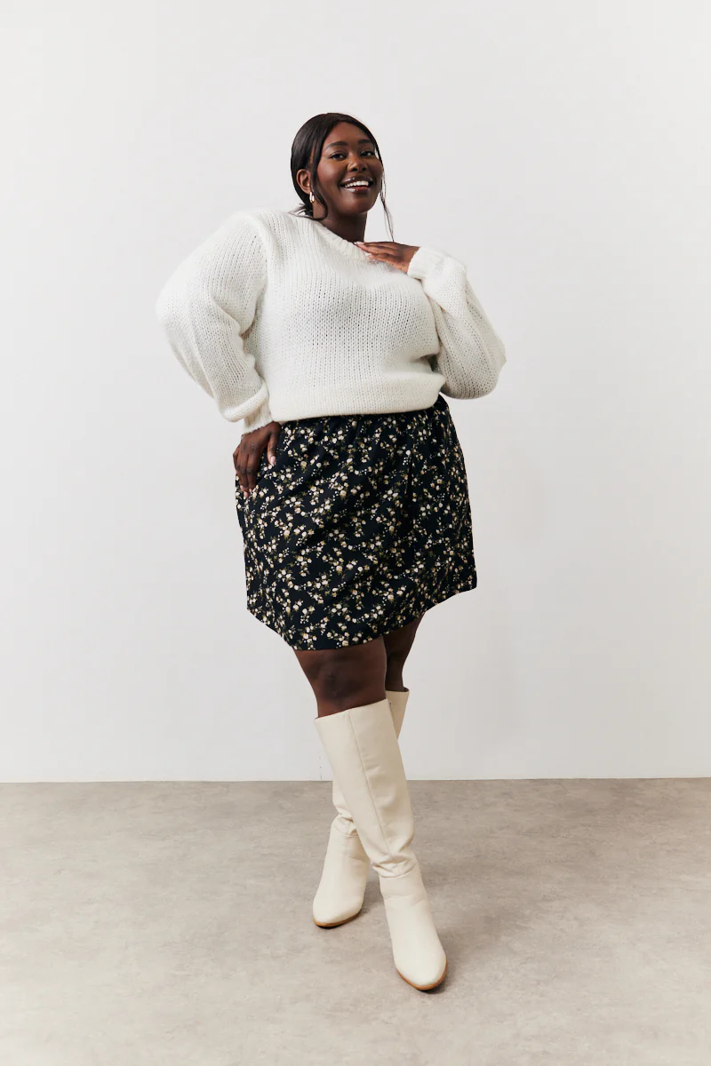 Black Floral Flippy Mini Skirt - Image 5