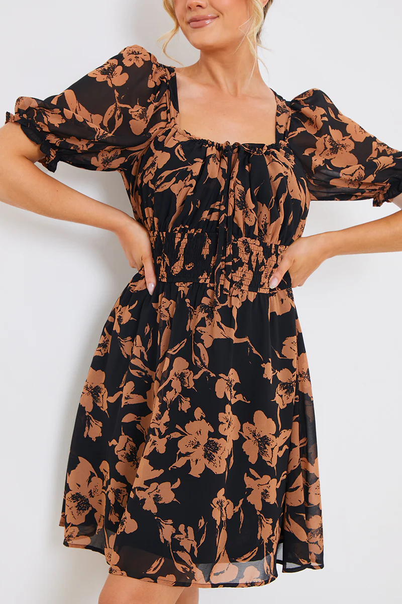Floral Milkmaid Mini Dress - Image 3