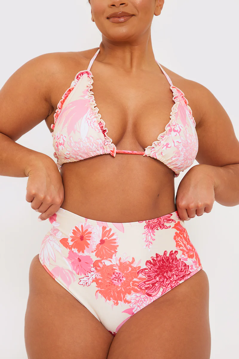 Floral Print High Waisted Bikini Bottom - Image 3