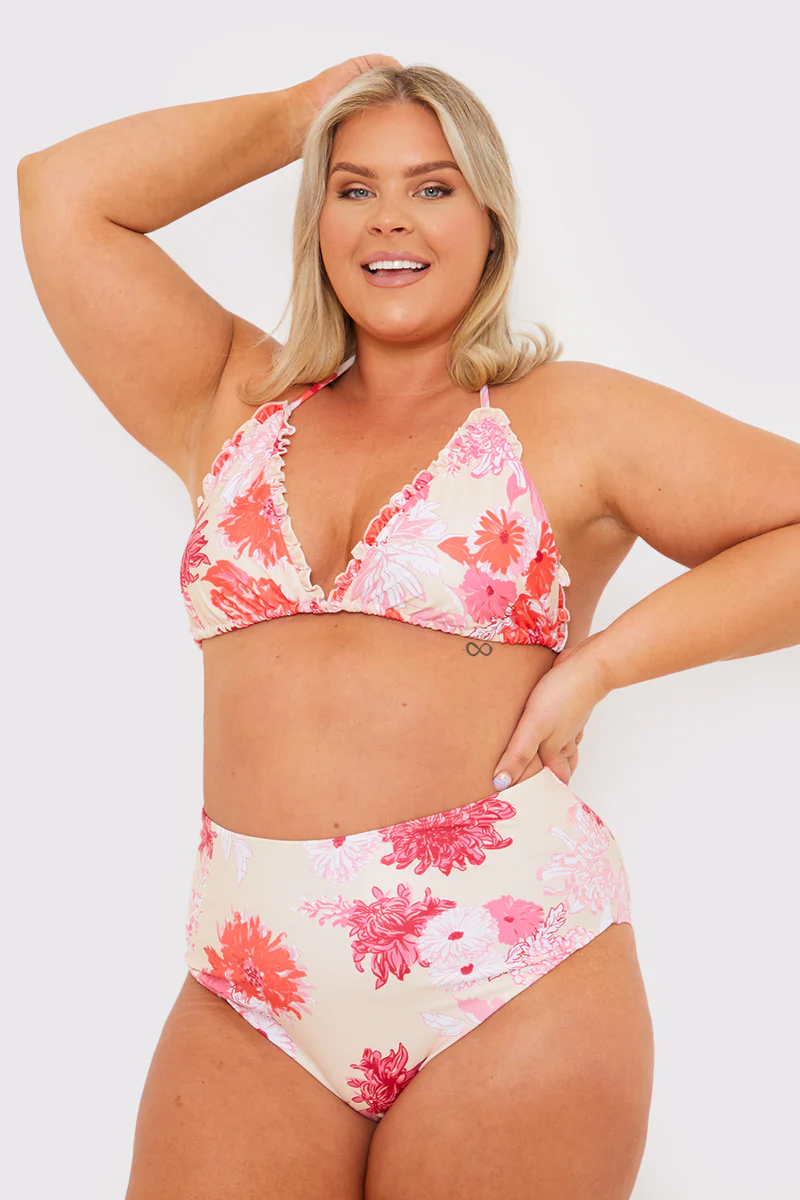 Floral Print High Waisted Bikini Bottom - Image 5