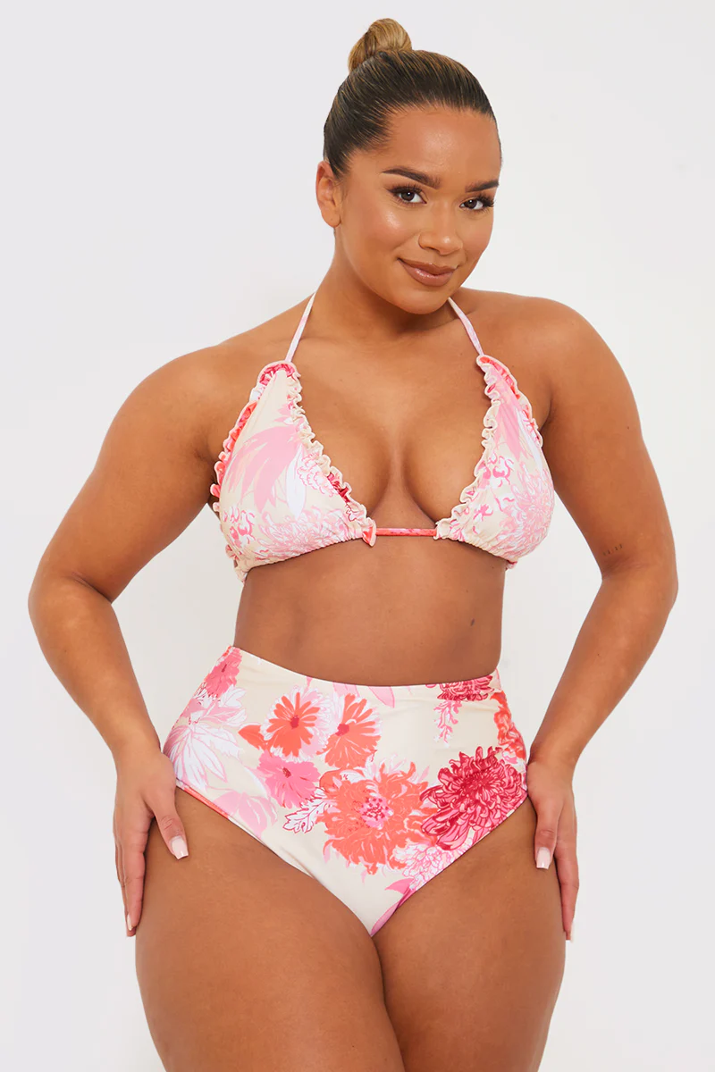 Floral Print High Waisted Bikini Bottom - Image 7
