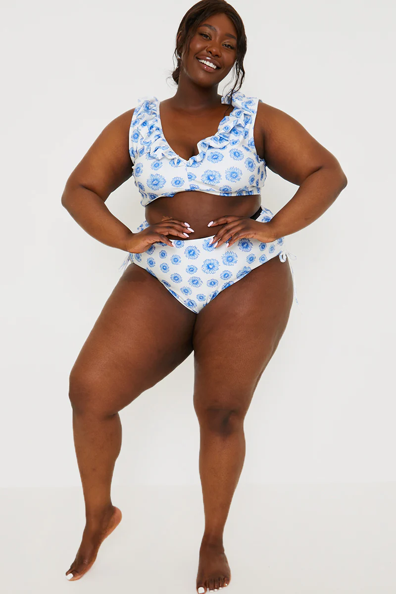 Floral Print High Waisted Bikini Bottoms With Ruched Sides - Image 10