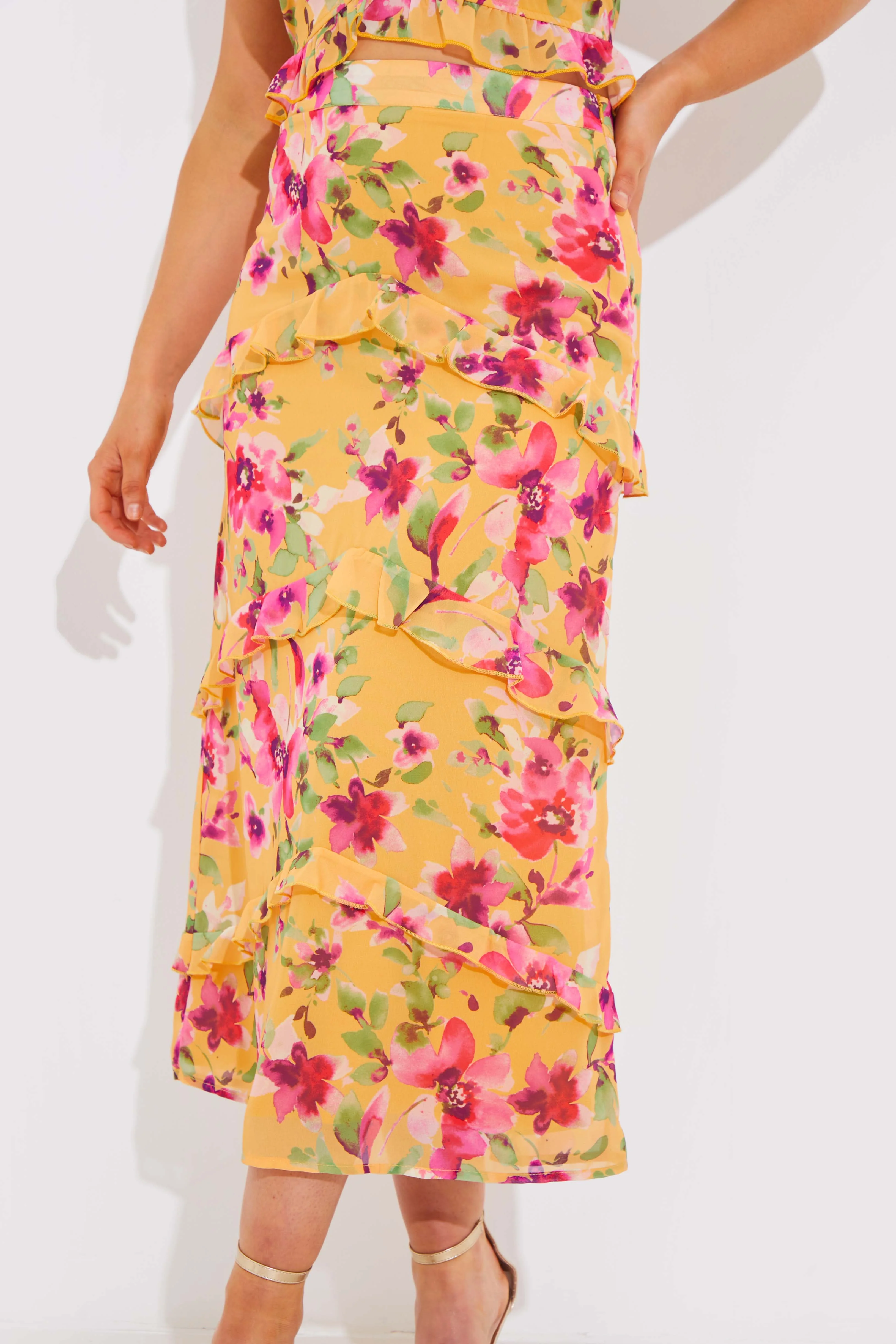 Floral Chiffon Maxi Co-Ord Skirt - Image 3
