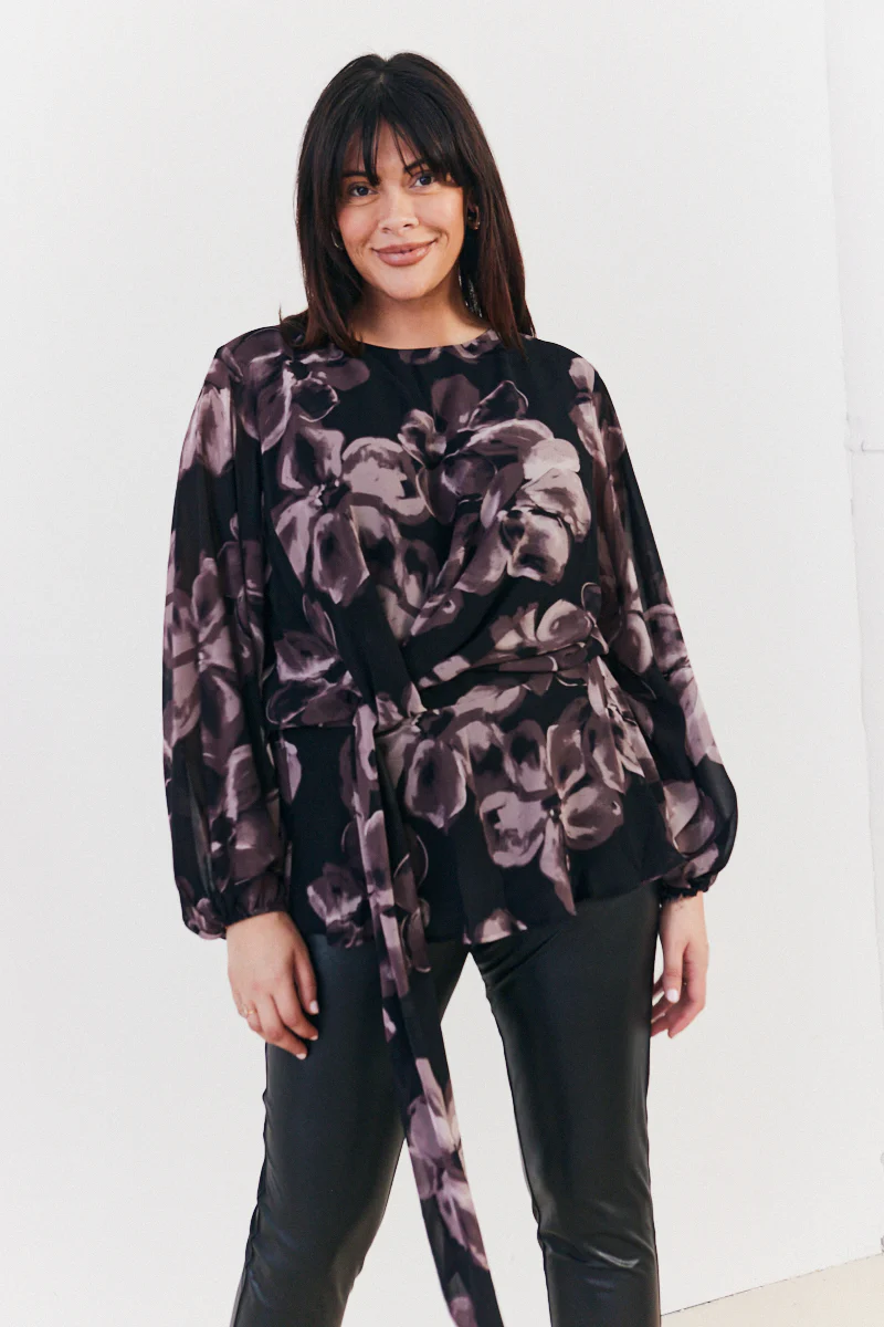 Floral Tie Waist Blouse - Image 2