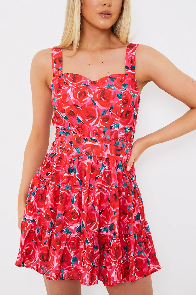Floral Tiered Mini Dress - Image 3