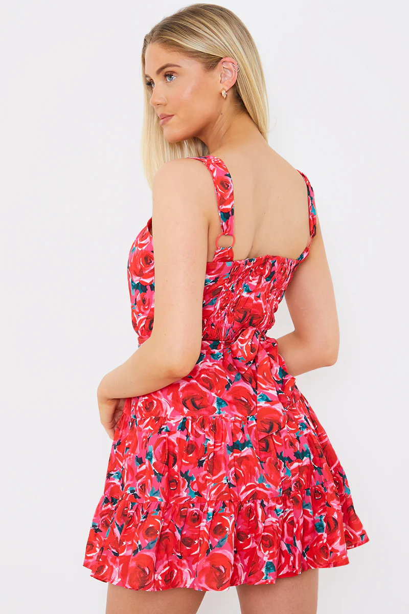 Floral Tiered Mini Dress - Image 4