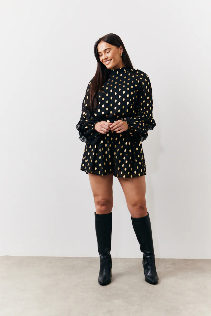 Black Foil Detail Chiffon Blouse - Image 2