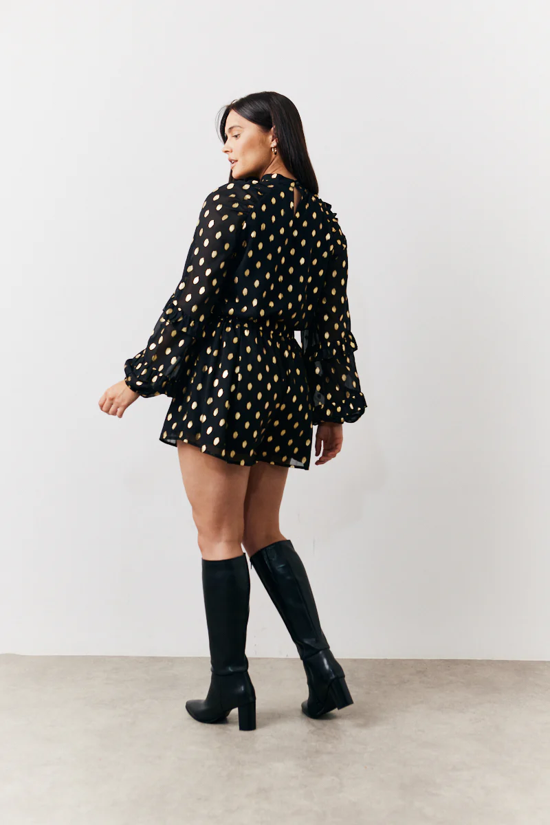 Black Foil Detail Chiffon Blouse - Image 3