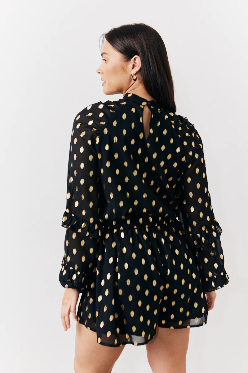 Black Foil Detail Chiffon Blouse - Image 4