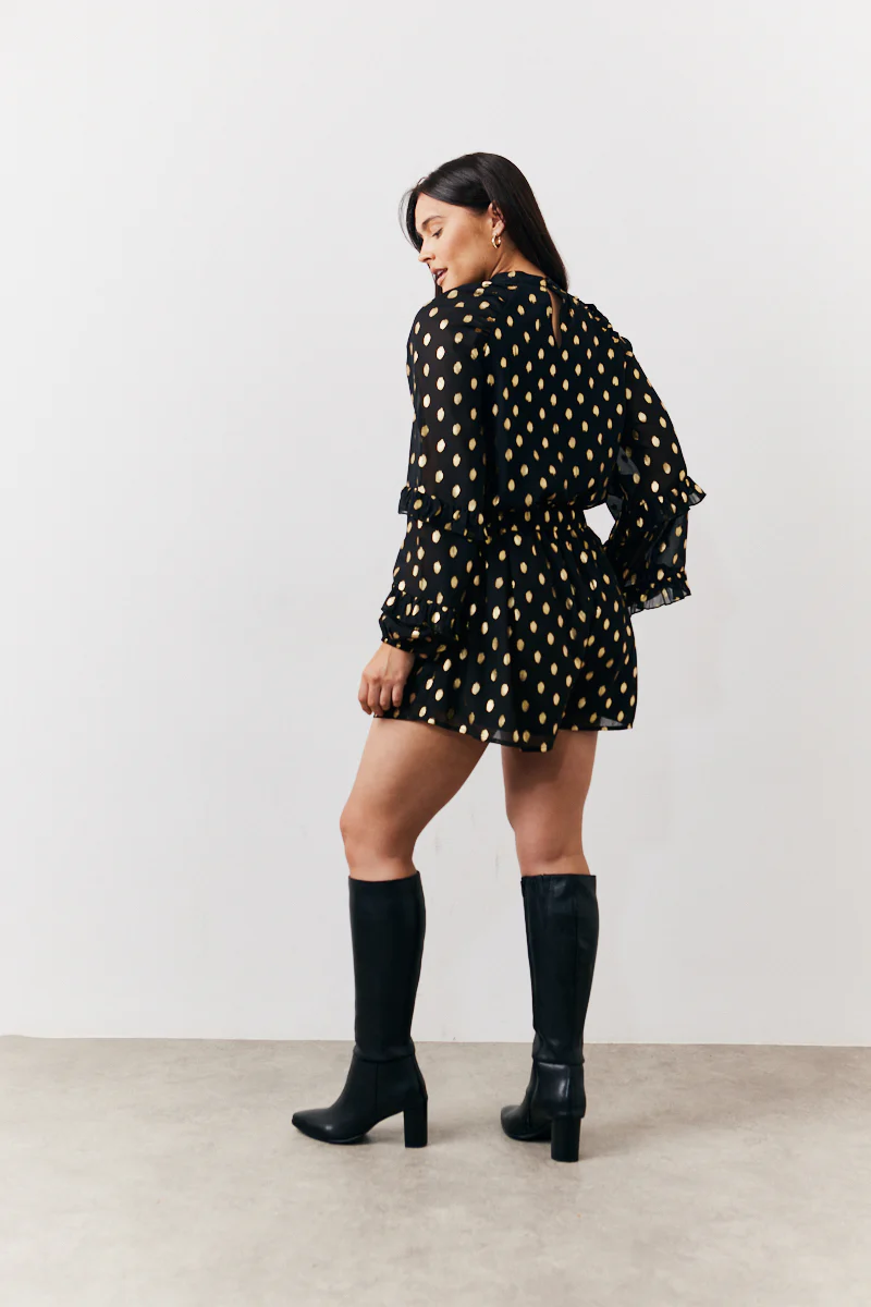 Black Foil Detail Chiffon Shorts - Image 3