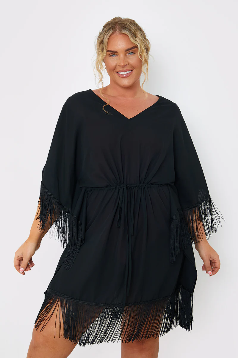 Fringe Tie Waist Beach Dress