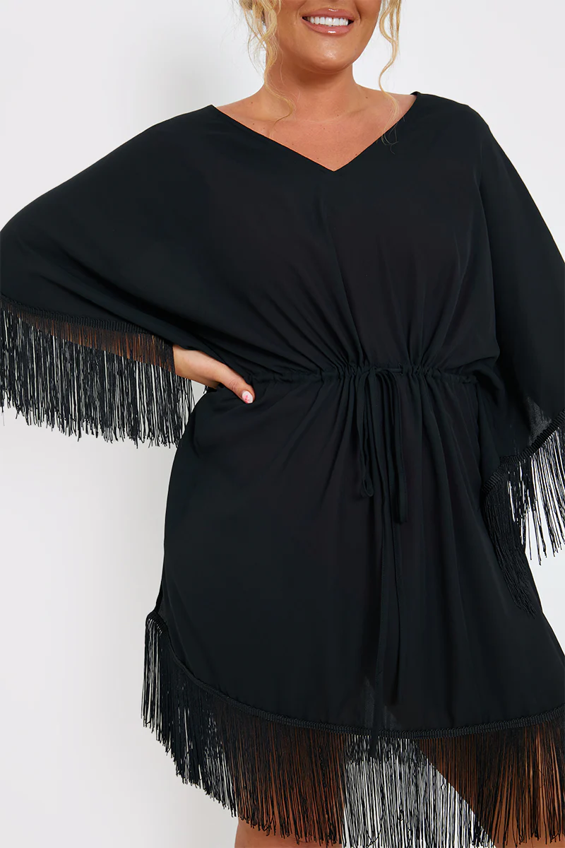Fringe Tie Waist Beach Dress - Image 3
