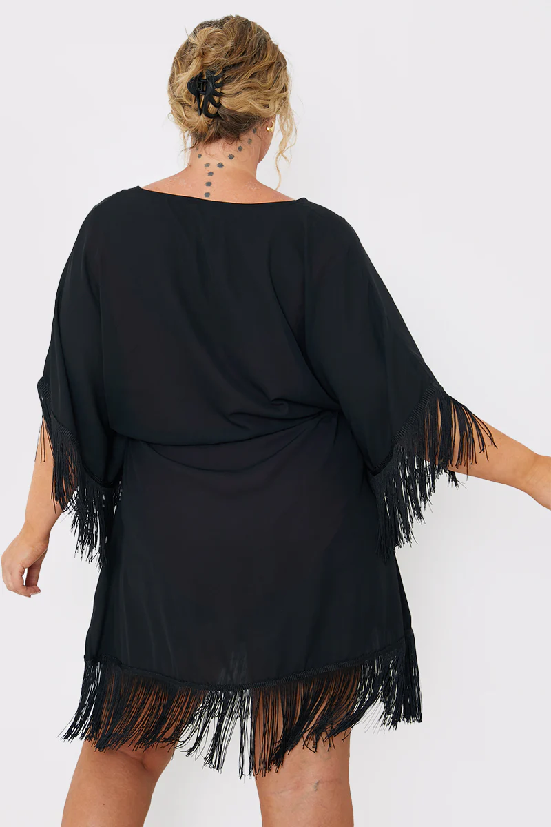 Fringe Tie Waist Beach Dress - Image 4