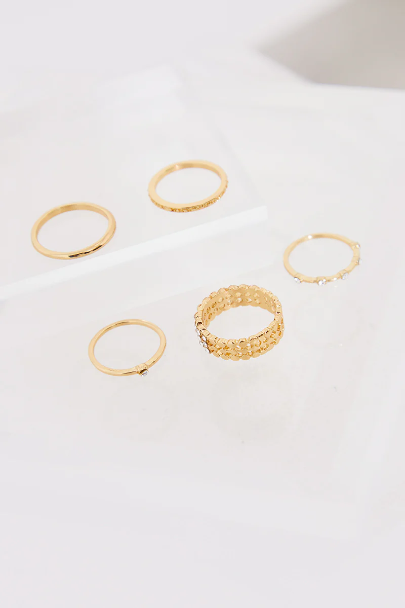 Gold Embellished Multi Pack Rings - Image 2