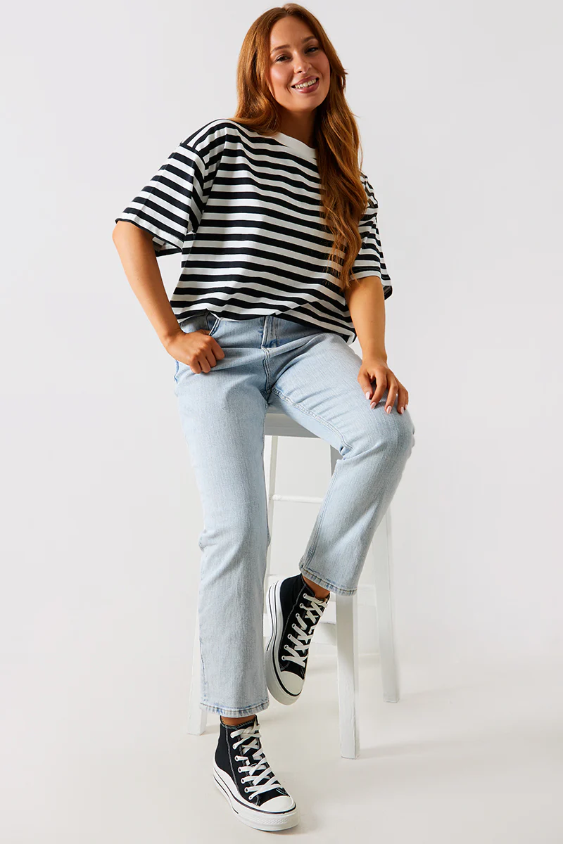 Longline Striped T-Shirt - Image 2