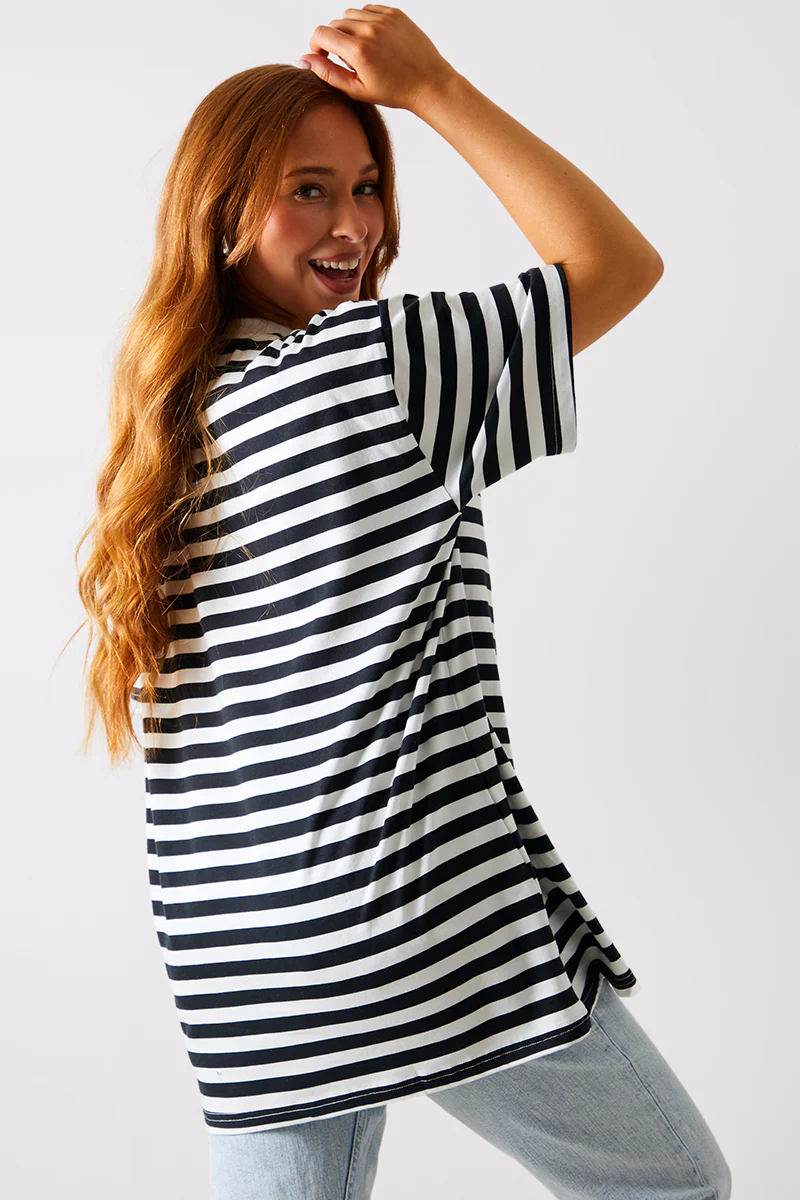 Longline Striped T-Shirt - Image 4